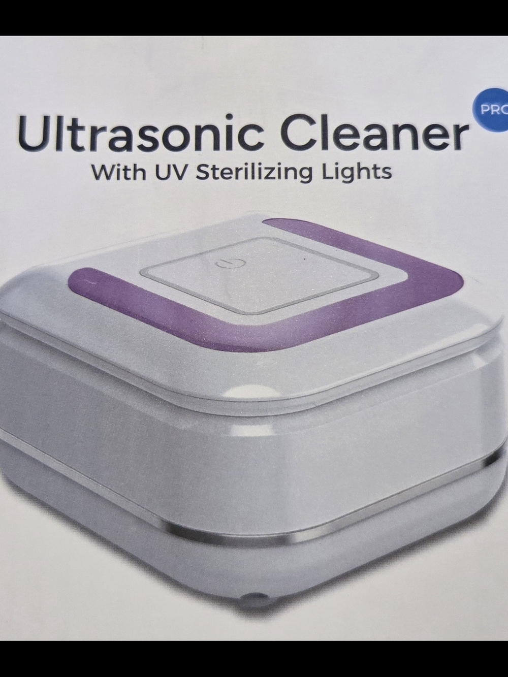 Ultrasonic Cleaner with UV Sterilizing Lights - White & Purple Accent